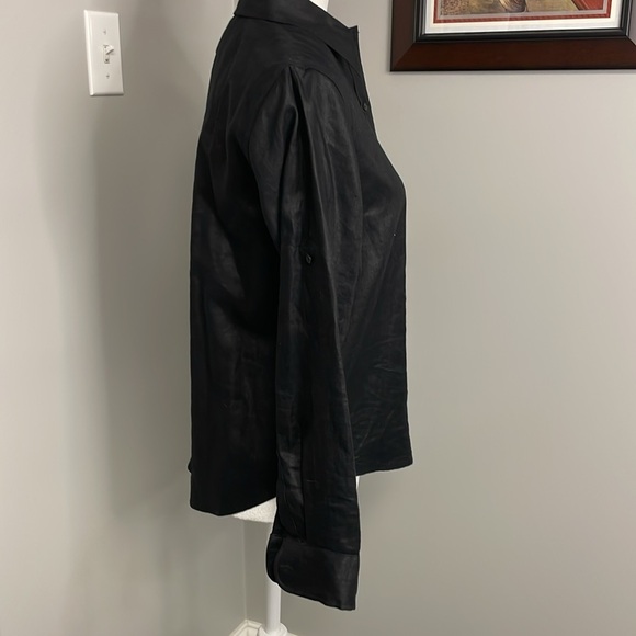 Ralph Lauren linen long sleeve button up Womens Black Size Petite Small - Picture 4 of 7